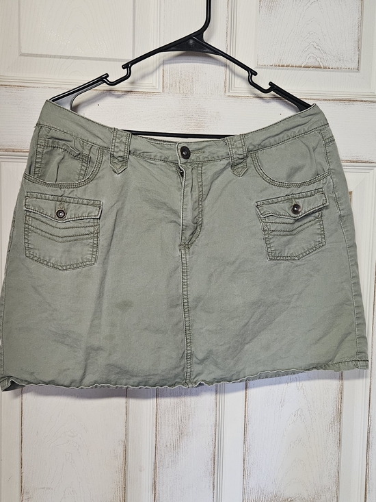 Faded Glory Pants - Faded Glory Light Olive Utility Mini Skirt